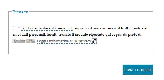 Il form dei contatti  personalizzabile e conforme al GDPR